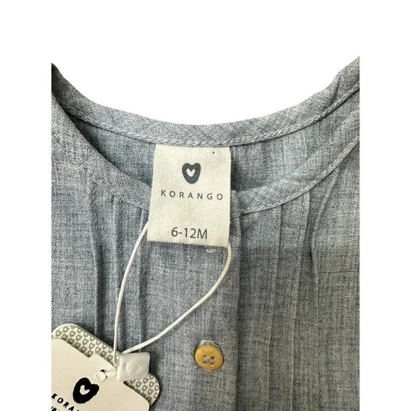 Korango Kid's Gray Button Up Fit & Flare Modern Vintage Dress Size 6-12 Month - Picture 3 of 7